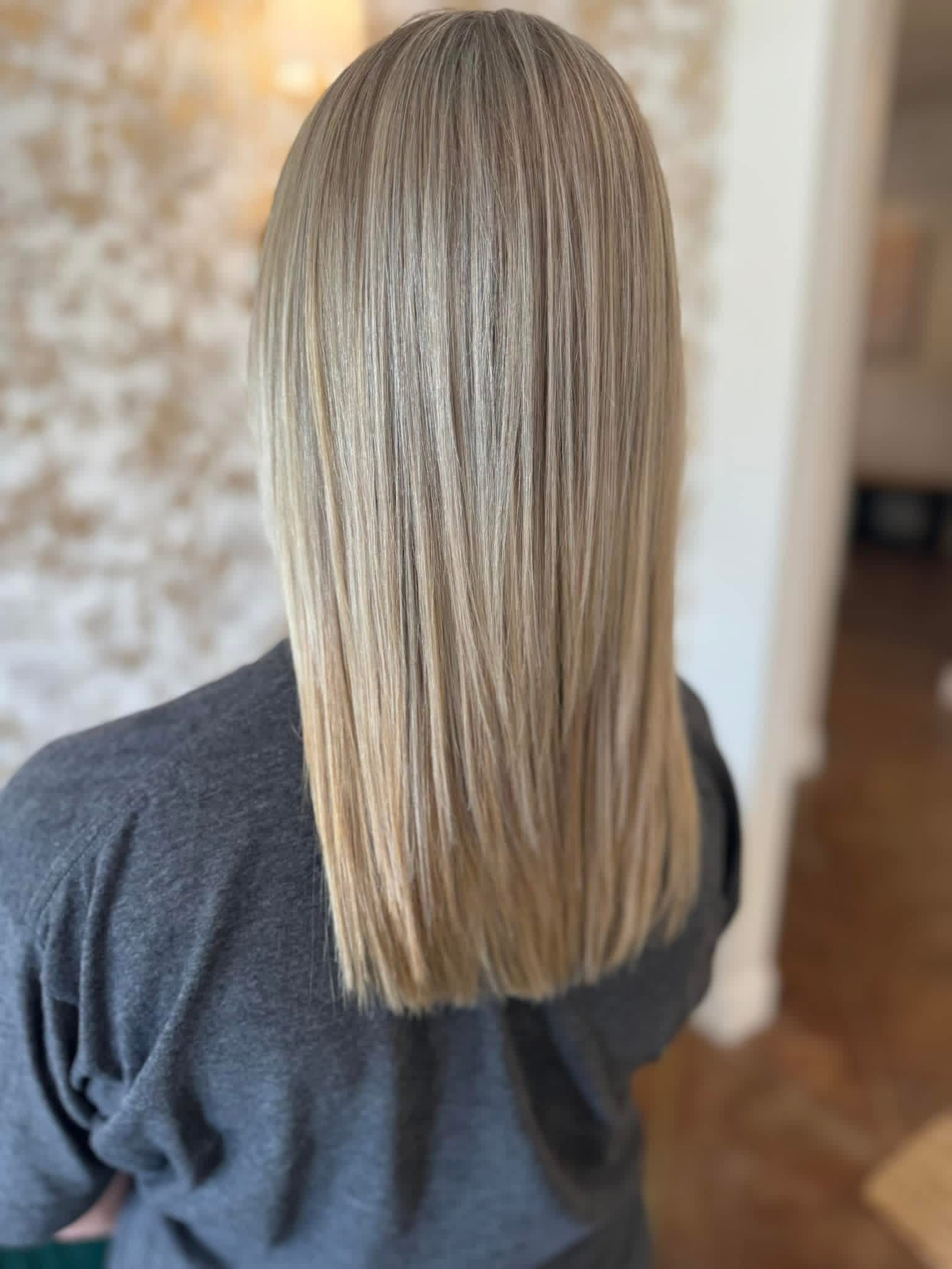 Long smooth blonde hair